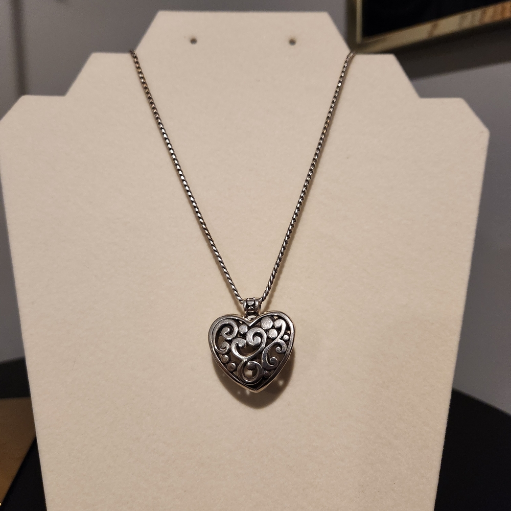 Brighton Silver Swirl Heart Necklace